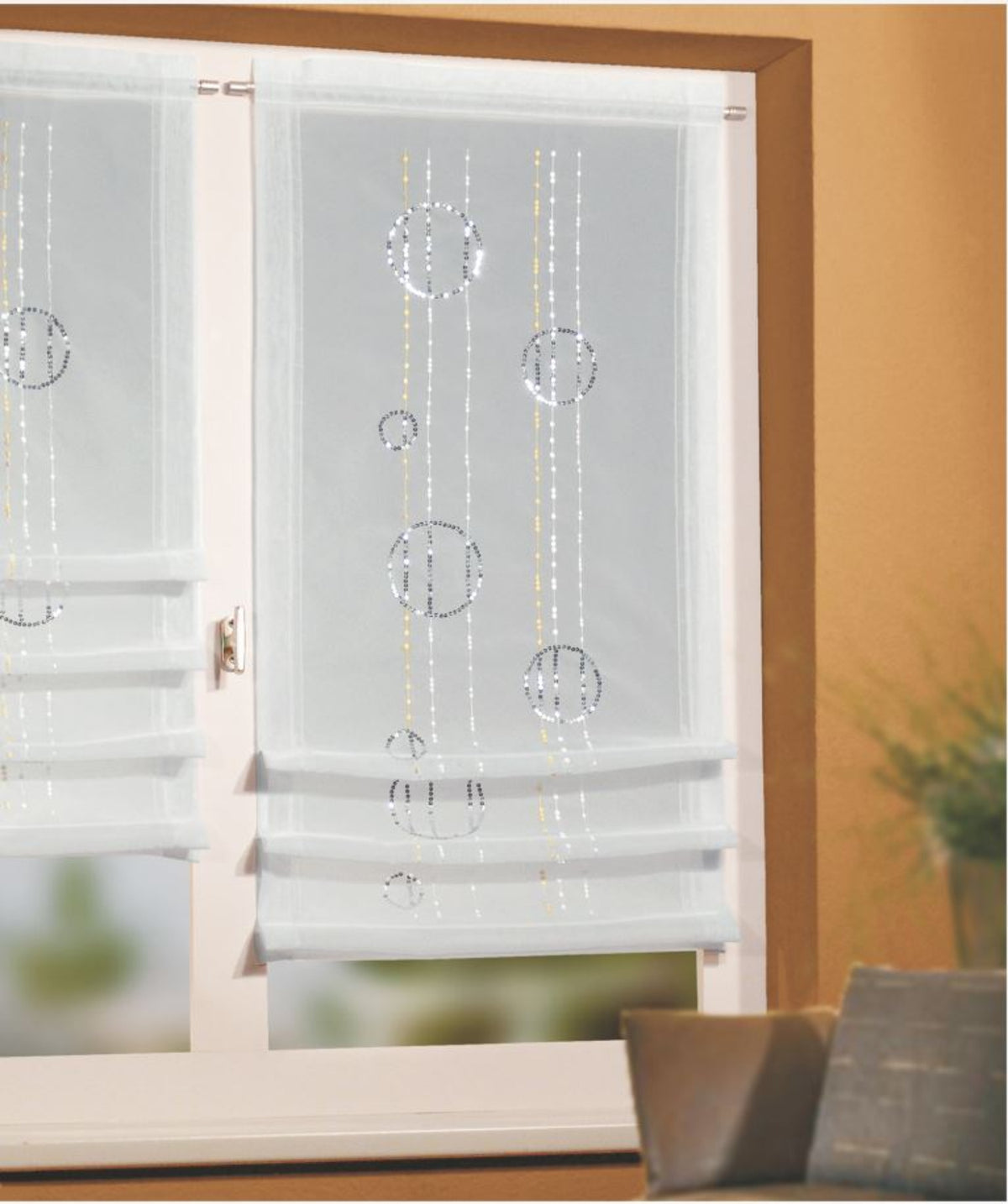Klipsrollo Agneta von Albani - Stick-Raffrollo für kleine Fenster