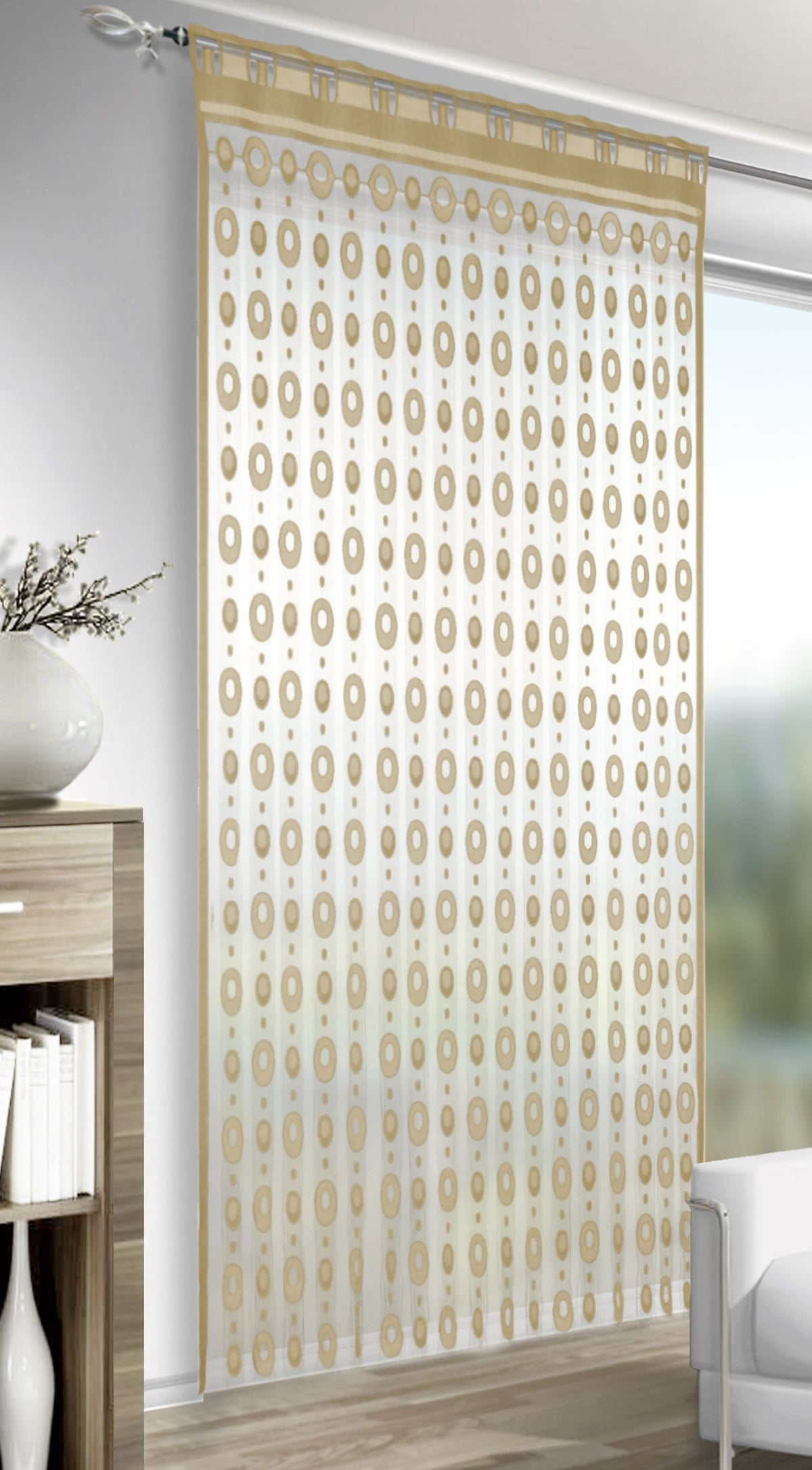 Fensterstore Jano caramel von Albani - Vorhang mit Stangendurchzug