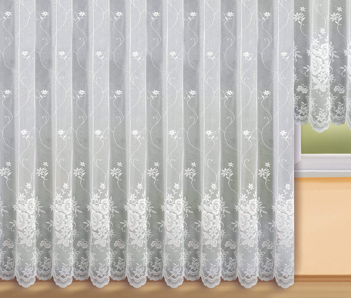 Jacquard Store weiß 245x300 cm von Albani - Fertigstore mit Kräuselband