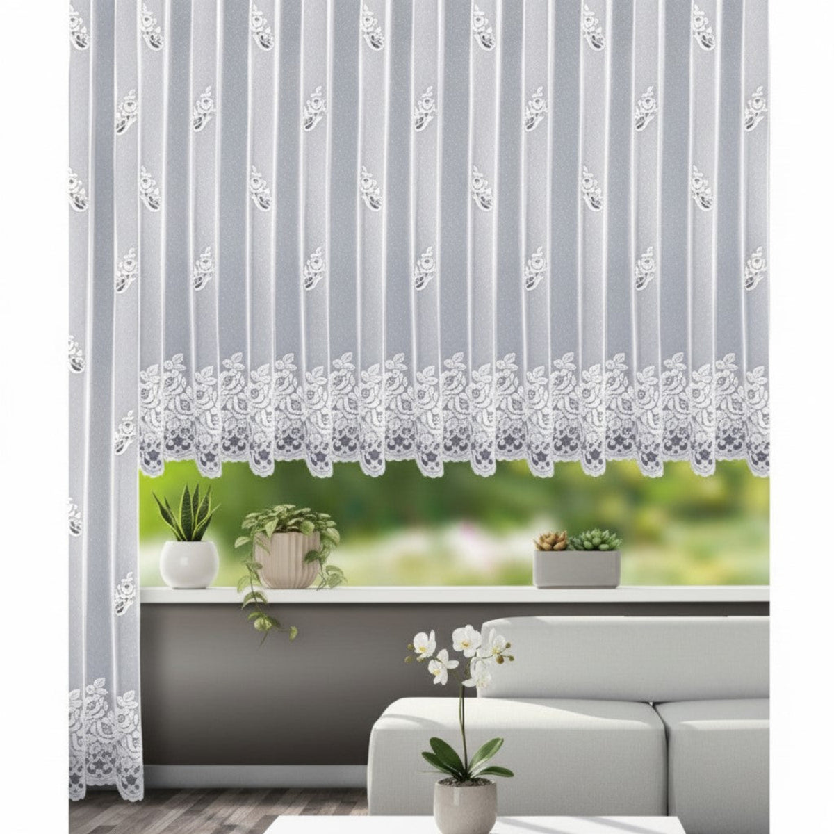 Fensterstore Karin weiß von Albani -Fertigstore mit Gardinenband