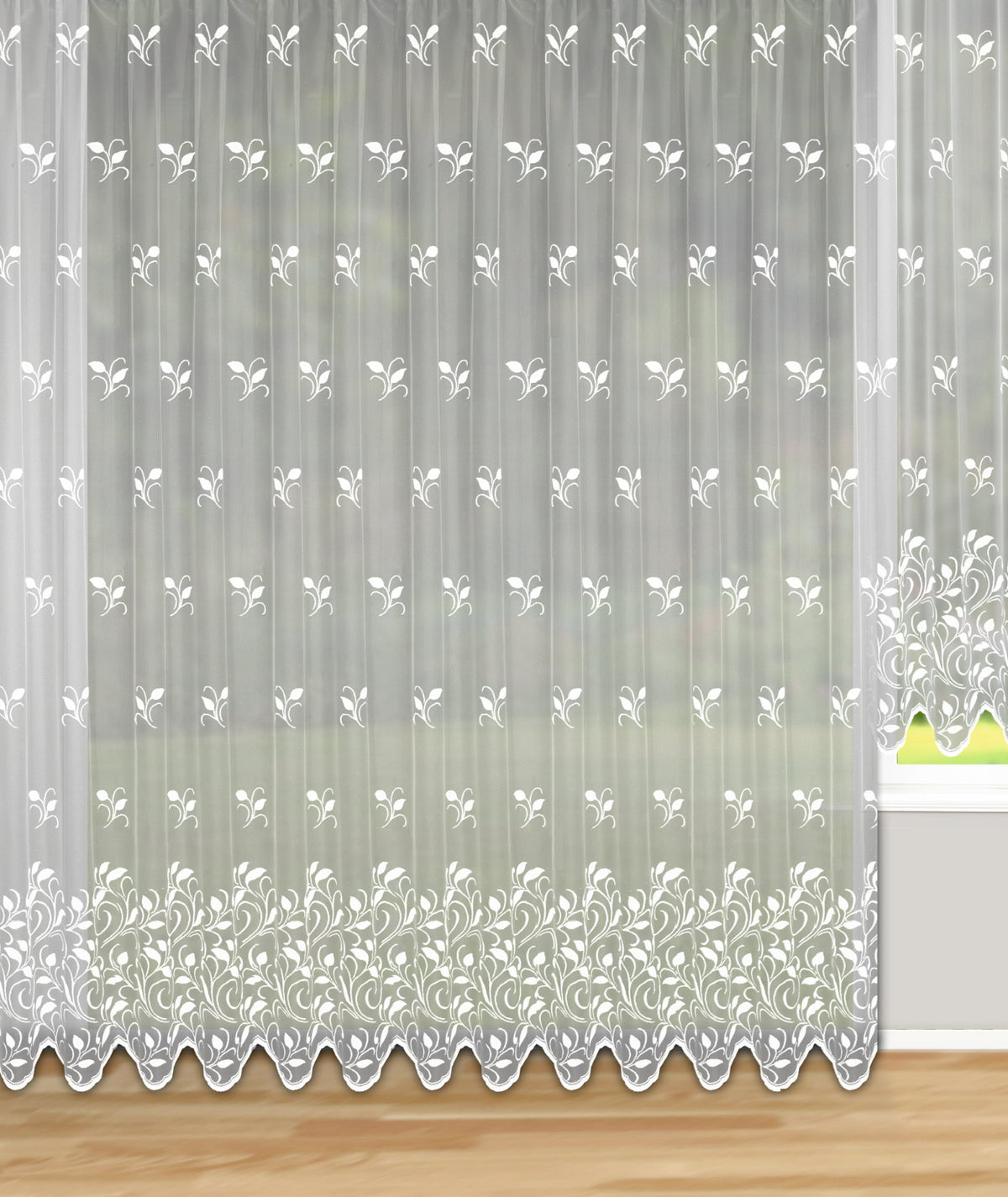 Fensterstore Jacquard weiß von Albani - Gardine für Balkon- und Terassentüren mit Kräuselband