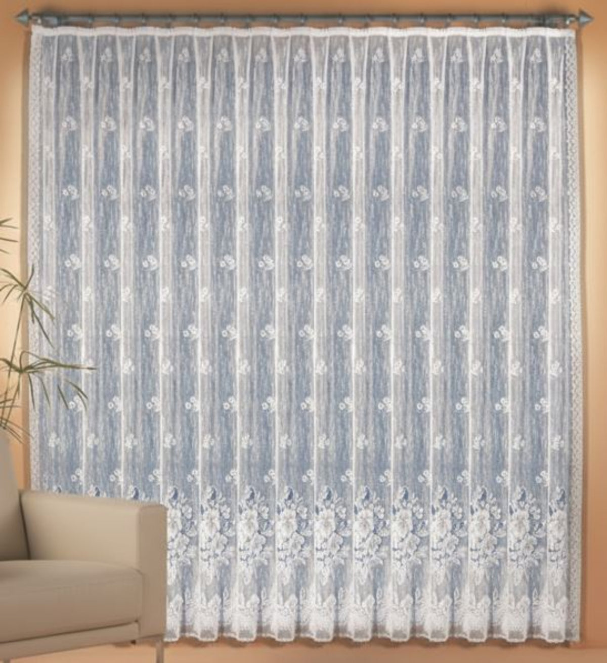 Fertiggardine Jacquard Blumen von Albani - Store für Terassentüren und Balkontüren