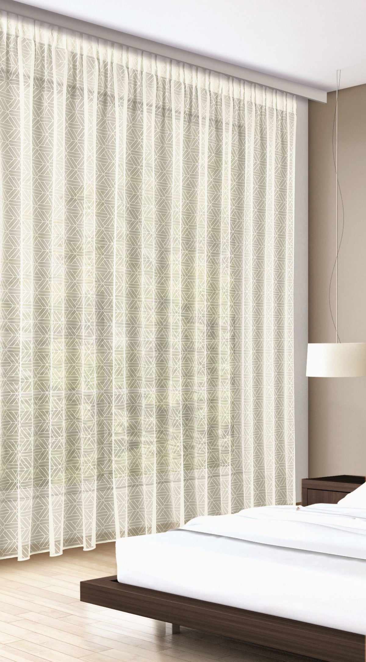 Fertigschal Jacquard weiß 300x300 cm von Albani - Vorhang mit verdeckten Schlaufen und Gardinenband