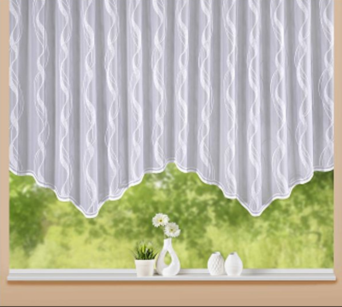 Fertigstore "Wellenbogen" weiß 120x300cm - Jacquard Gardine von Albani