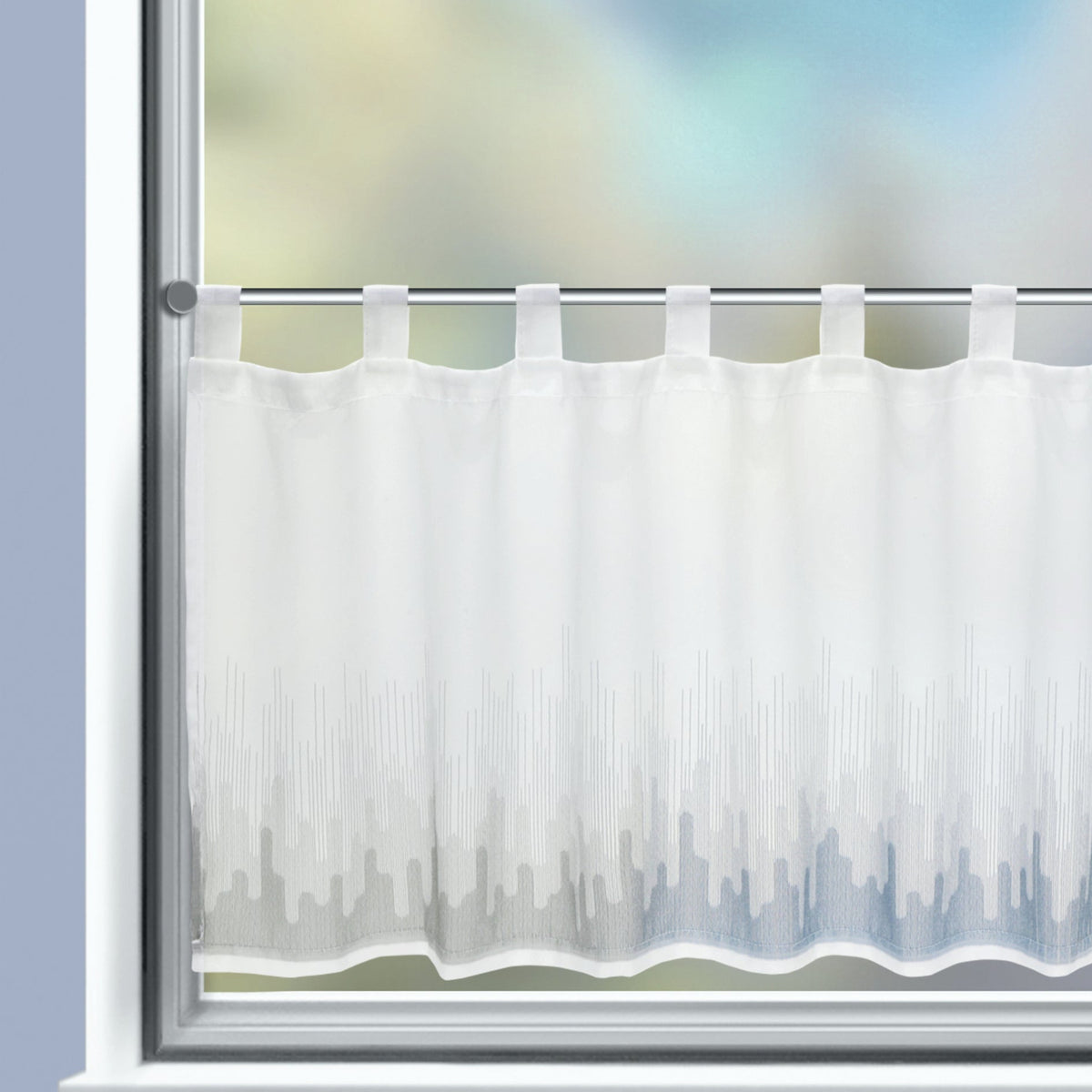 Schlaufenpanneau Vera blau von Albani - Kurzvorhang für kleine Fenster