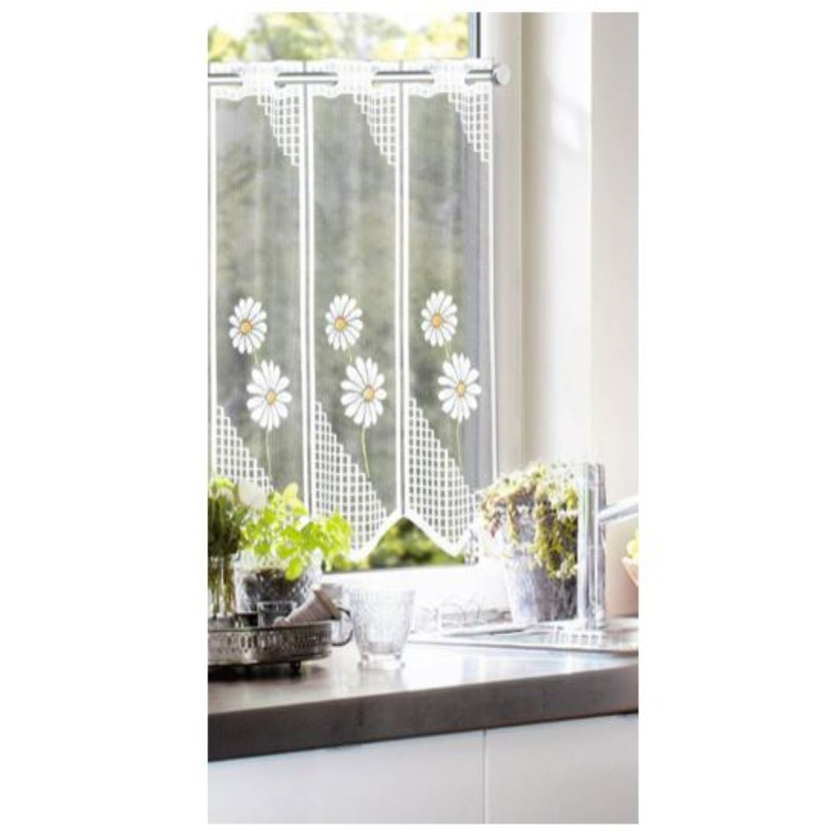 Lamellen-Panneau Margarite Scheibengardine mit Margariten-Blumenmuster - Fensterdeko von Albani für Küche und Bad"