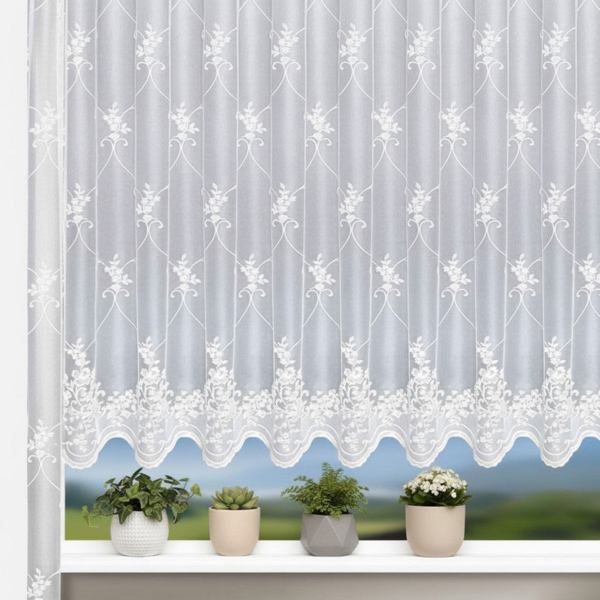 Fensterstore Sina/Eni weiß von Albani - Fertigstore mit Gardinenband