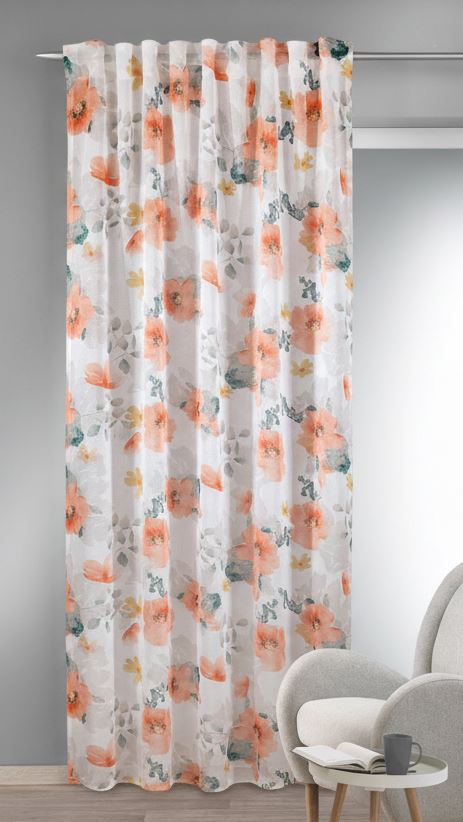 Fertigschal Nora orange von Albani - Vorhang mit verdeckten Schlaufen und Gardinenband