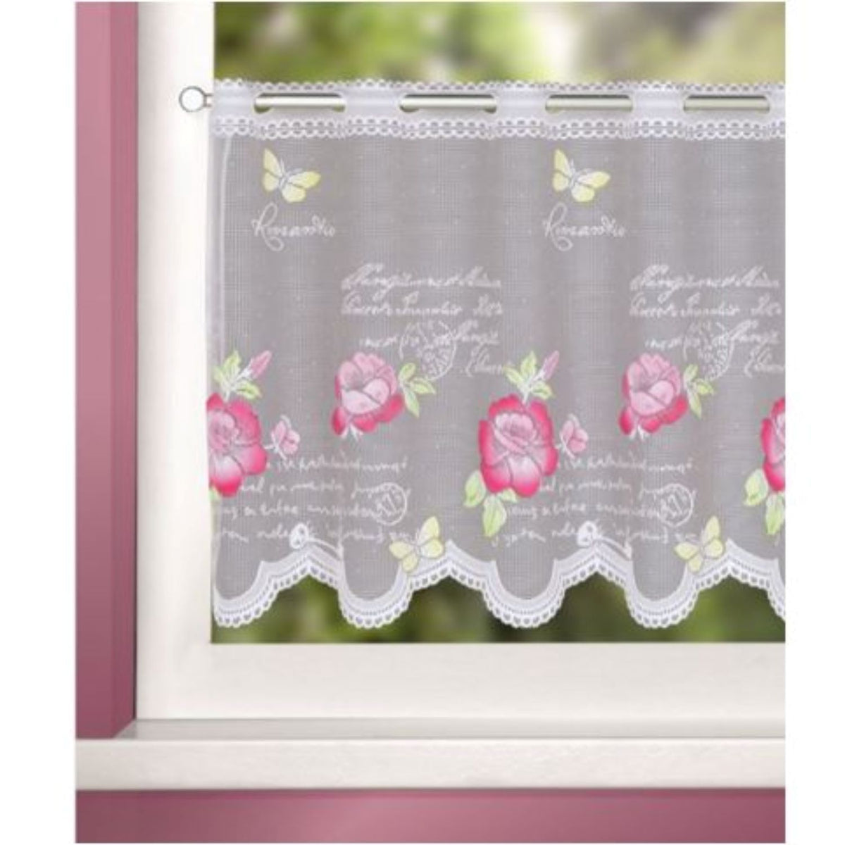 Panneau farbig von Albani - Küchengardine mit Blumen und Schrift Design