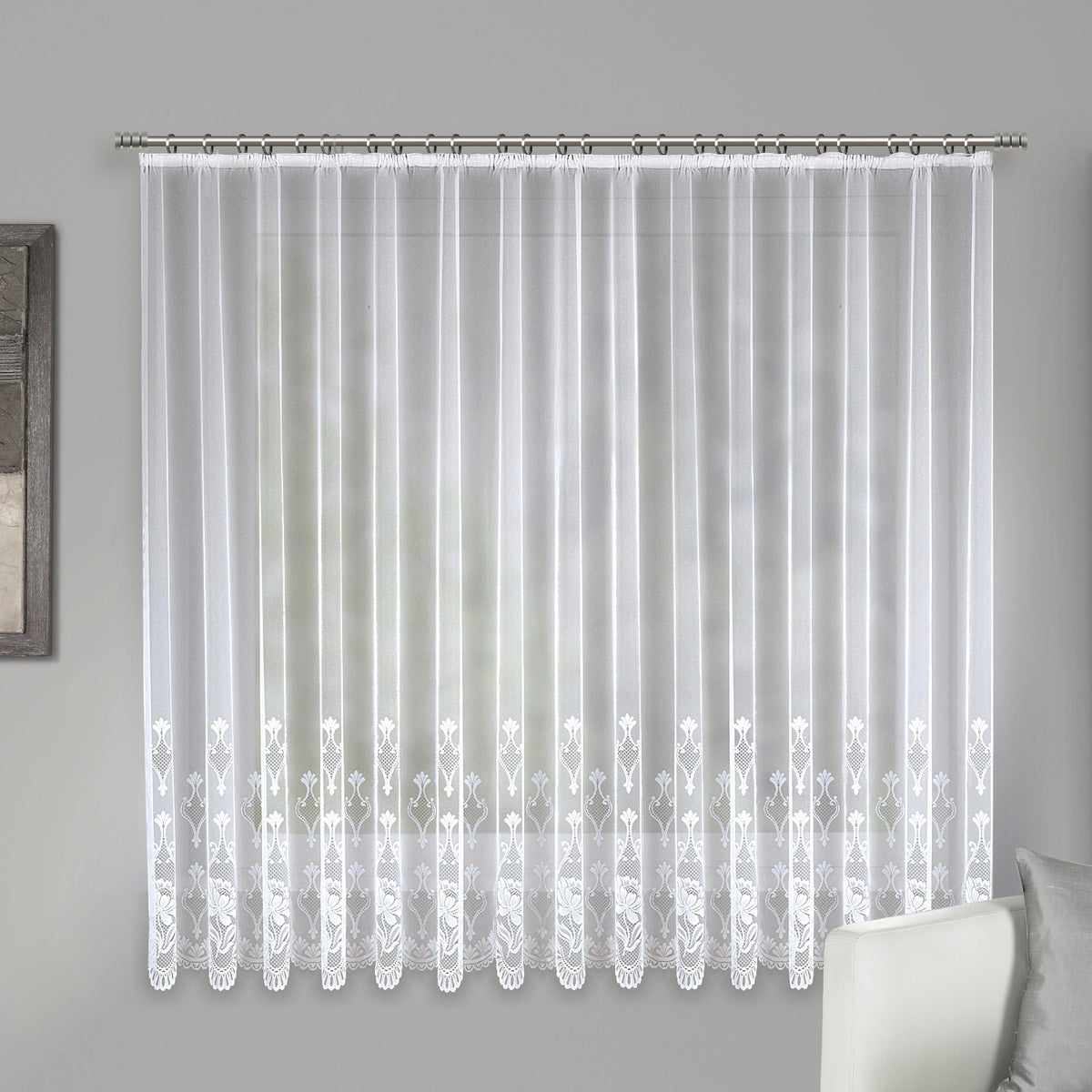 Fertigstore Vera weiß von Albani - moderne Gardine mit Kräuselband