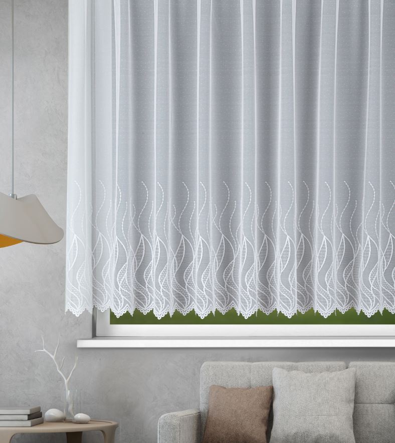 Fertigstore Ida weiß von Albani mit Gardinenband zur einfachen Montage - elegante Gardine für Wohnzimmer