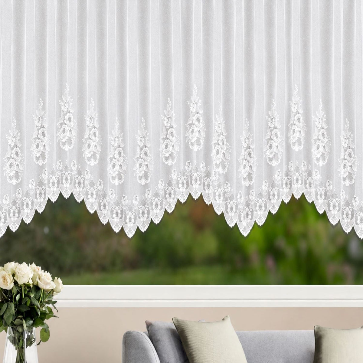 Fertigstore "Florentina" weiß - Jacquard Gardine von Albani