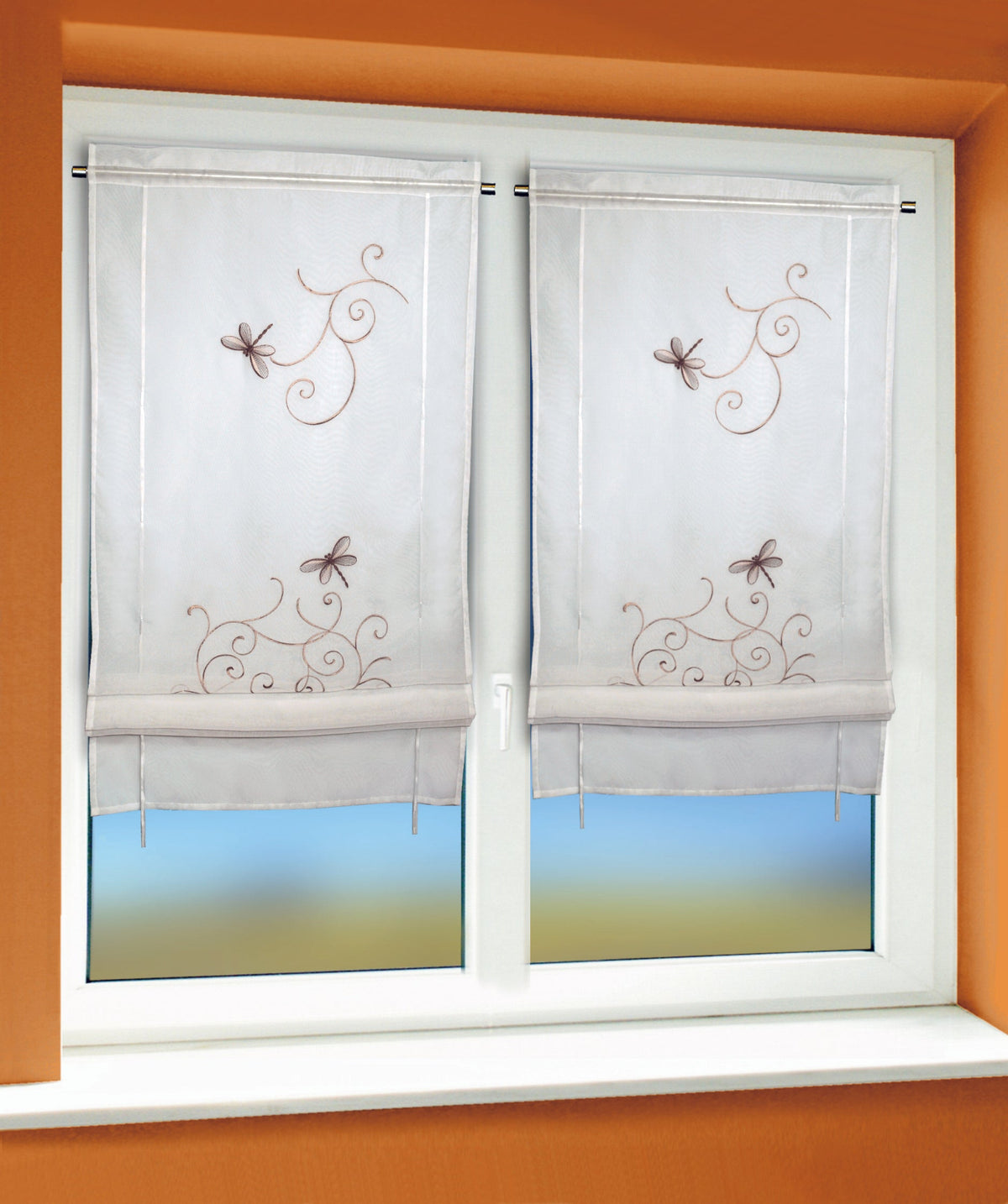 Stick-Bändchenrollo Yoko von Albani - buntes Raffrollo für kleine Fenster