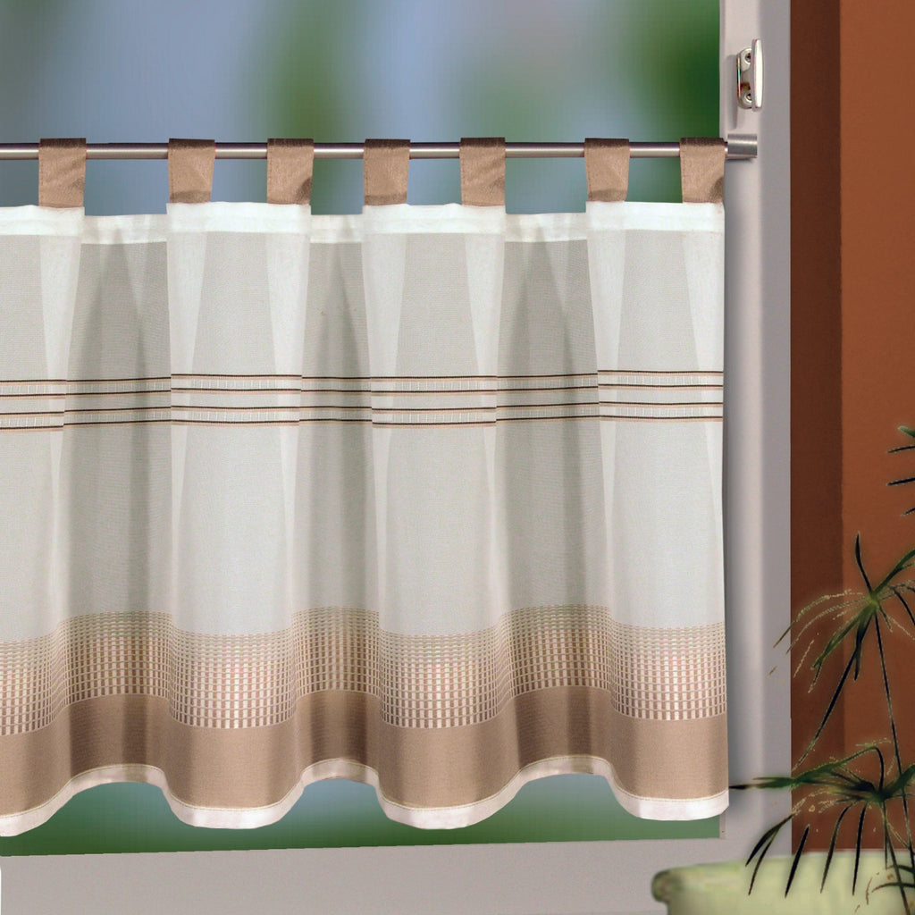 Schlaufenpanneau Nanette von Albani - halbtransparente Kurzgardine mit braunen Streifen