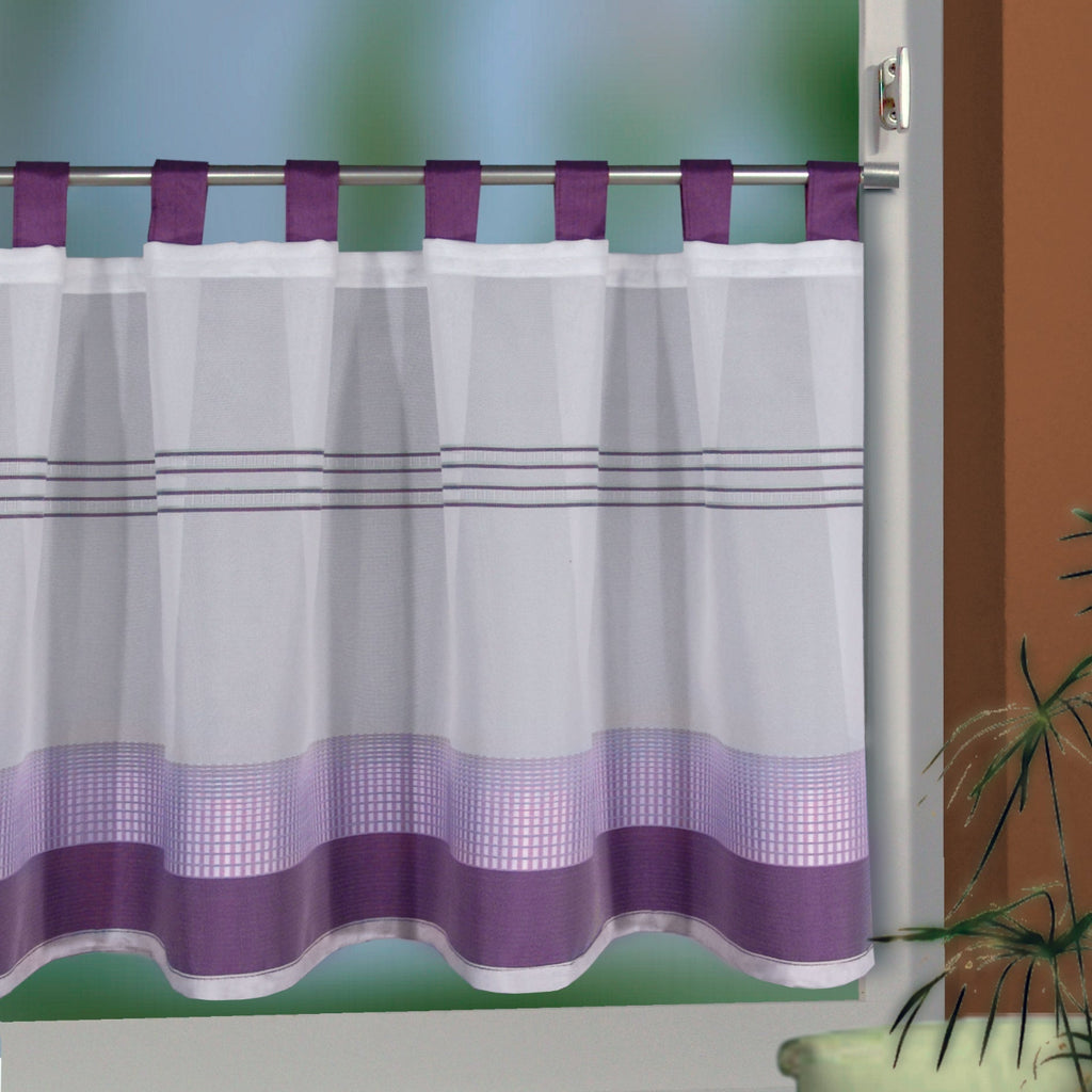 Schlaufenpanneau Nanette von Albani - halbtransparente Scheibengardine mit violetten Streifen