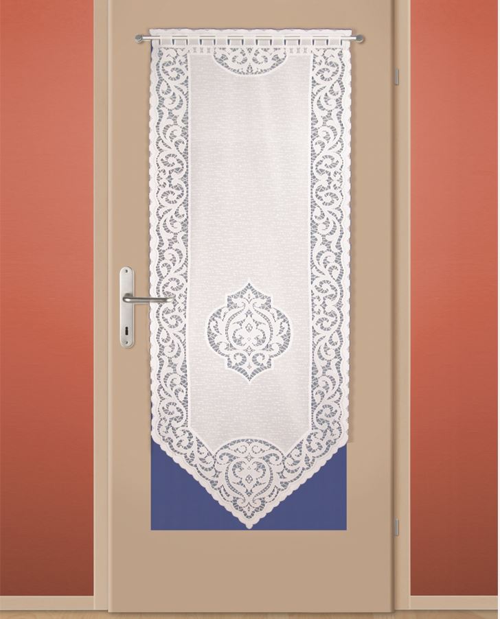 Türpanneau Jacquard weiß von Albani mit Stangendurchzug - eleganter Sichtschutz für Türen