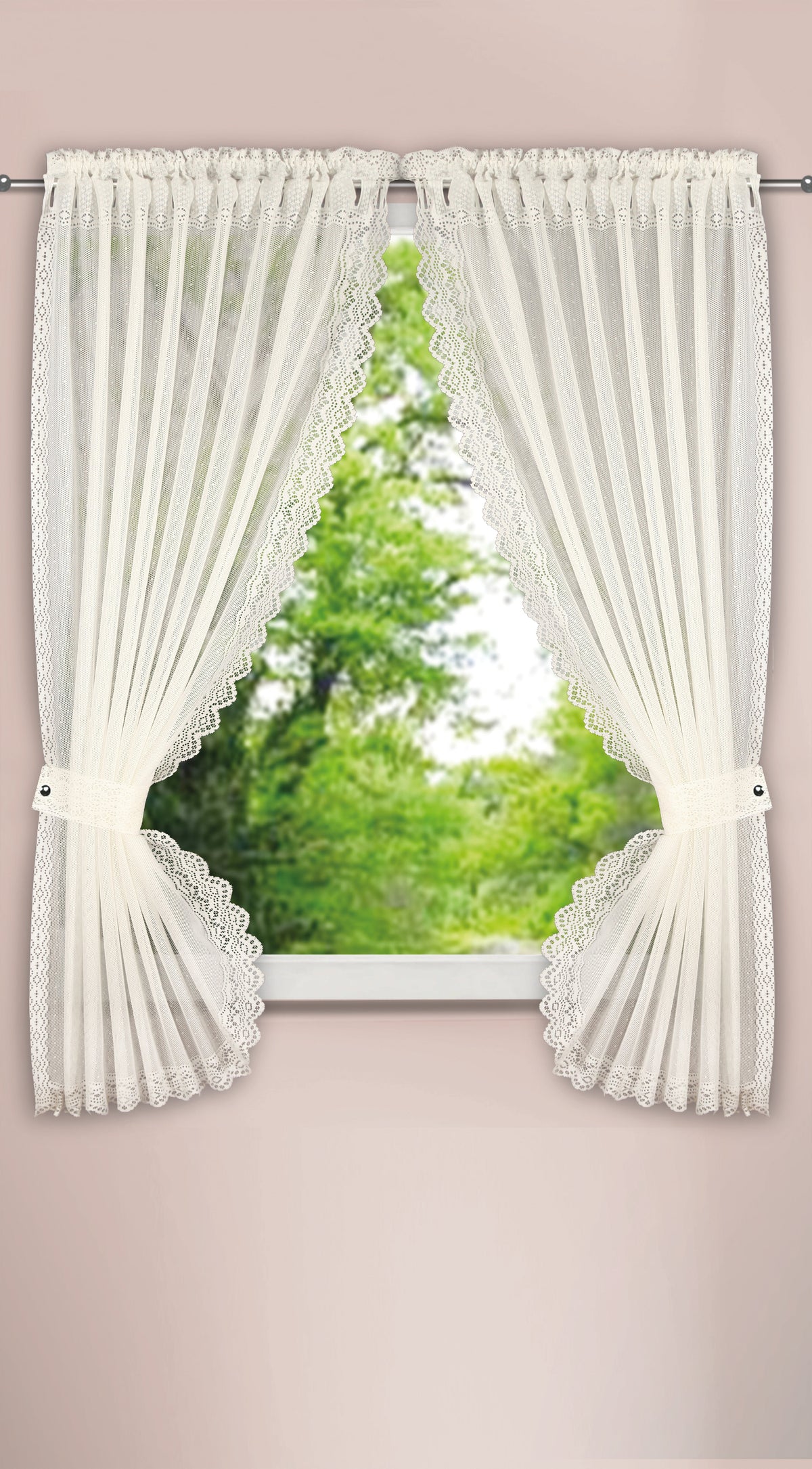 Landhausgarnitur Bozen beige von Albani - Gardine mit Stangendurchzug