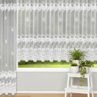 Fertigstore Blumen weiß von Albani, mit Gardinenband für einfache Montage - Gardine für Wohnzimmer