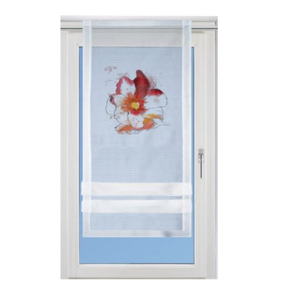 Raffrollo Summerflower von Albani - bunter Raffvorhang für kleine Fenster