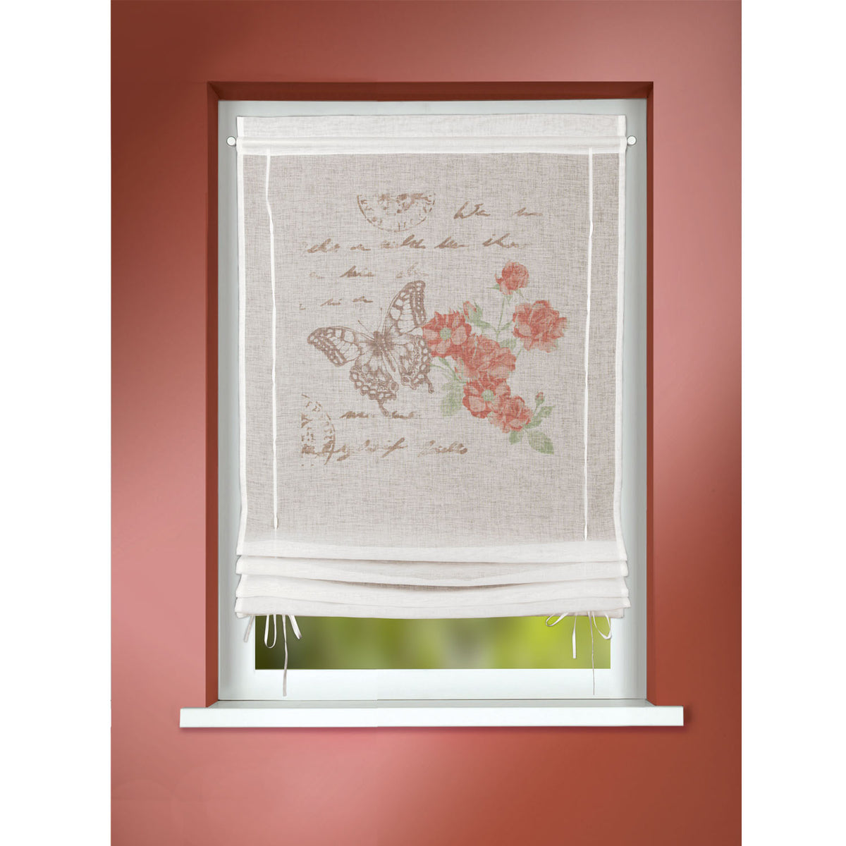 Raffrollo "Spring" von Albani  - Schmetterlings- und Blumenmuster