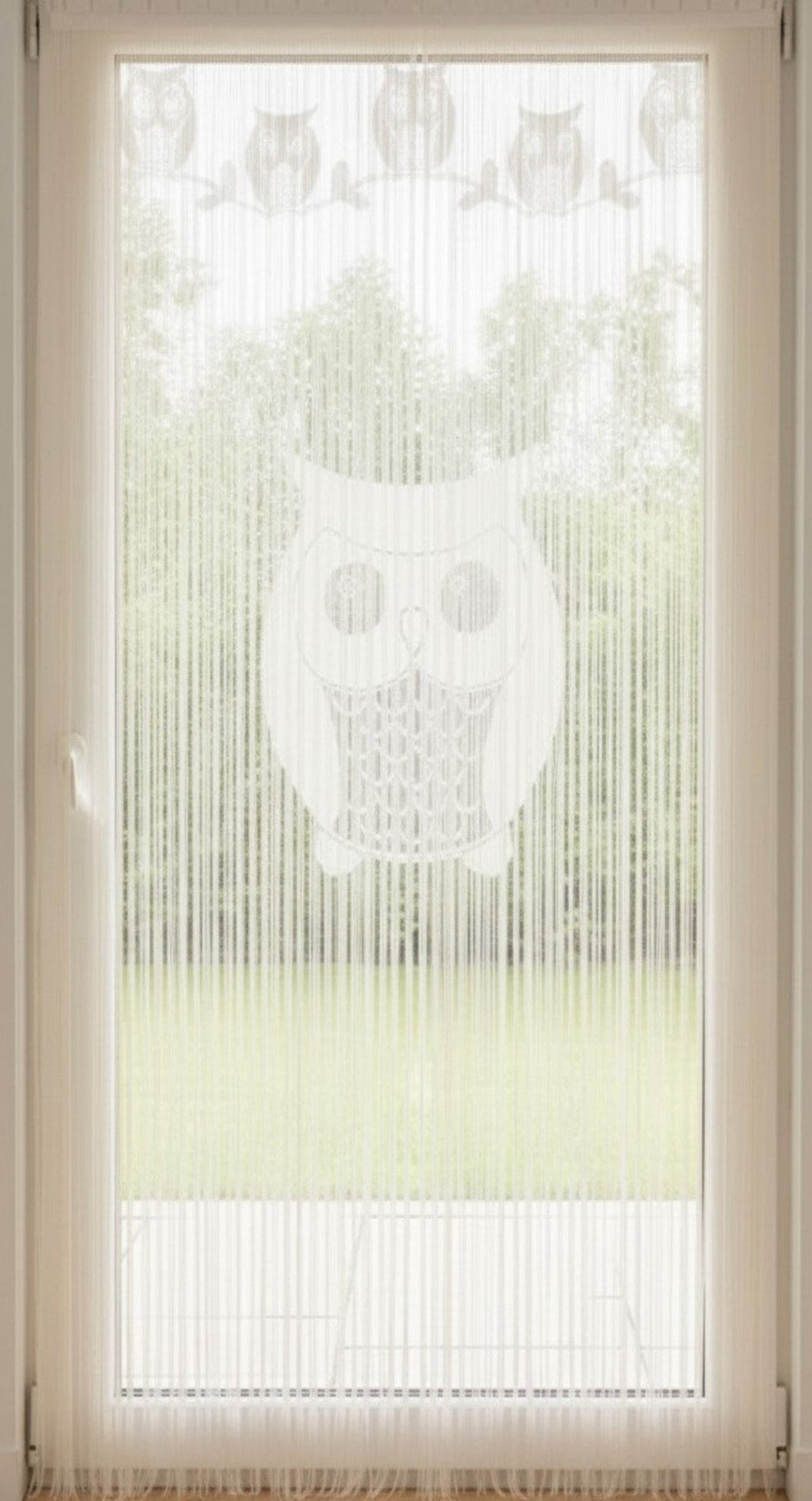 Jaquard Fadengardine Eule beige