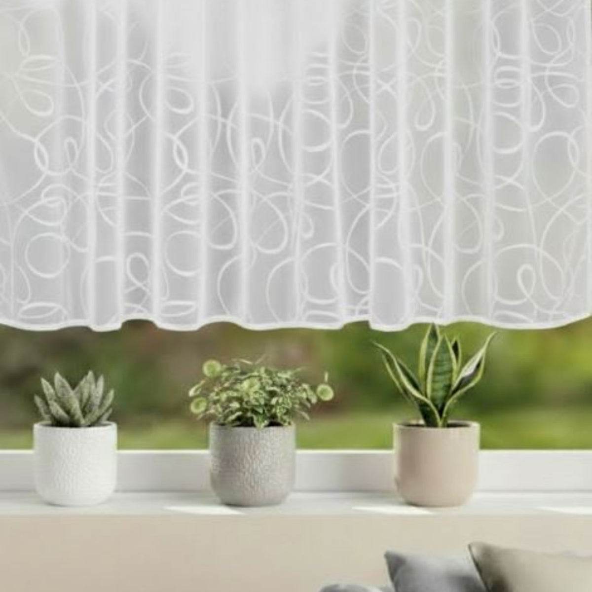 Jacquard Store weiß - Fertigstore von Albani mit Gardinenband