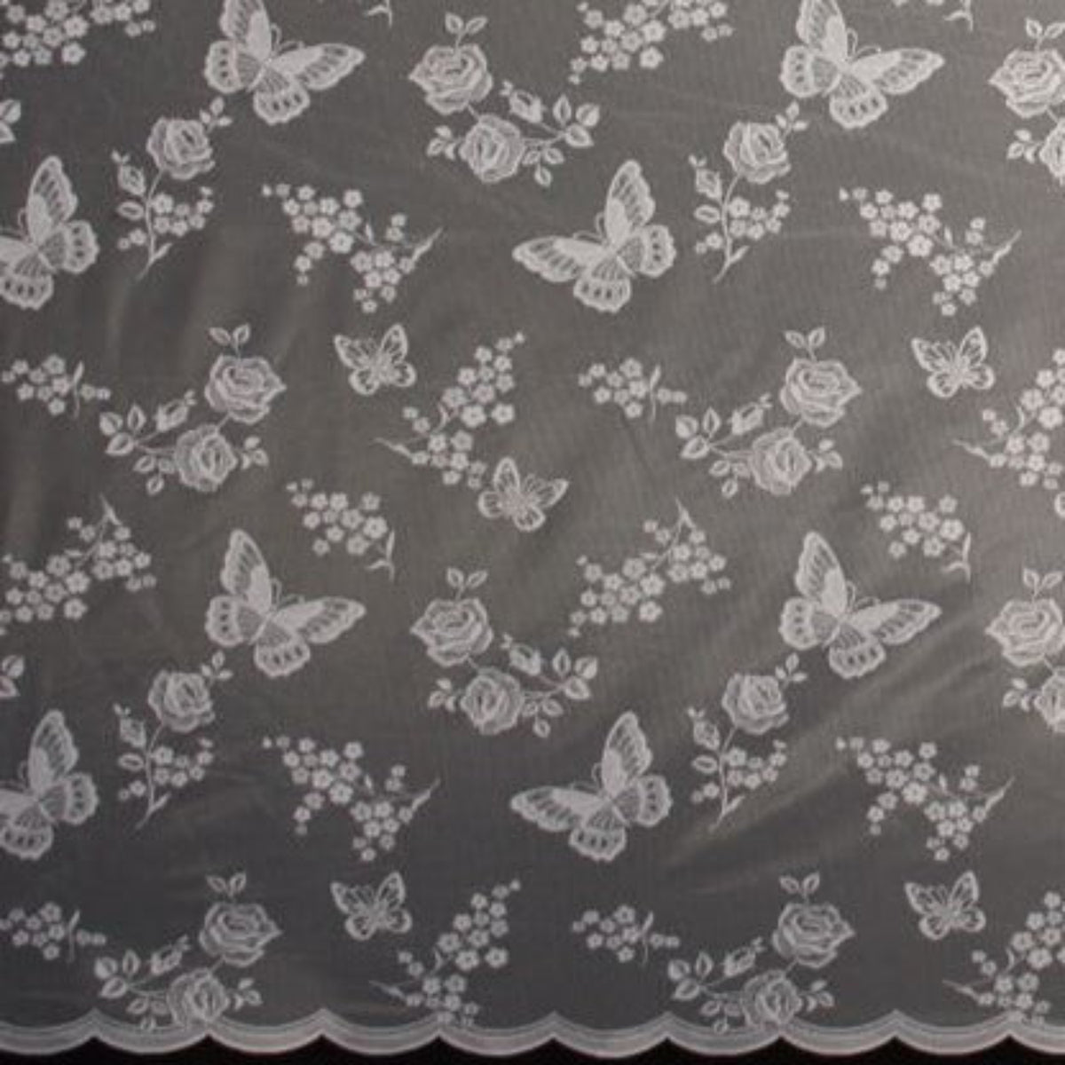 Detailbild Jacquard Store "Schmetterlinge" weiß 145x450 cm - Fertiggardine von Albani
