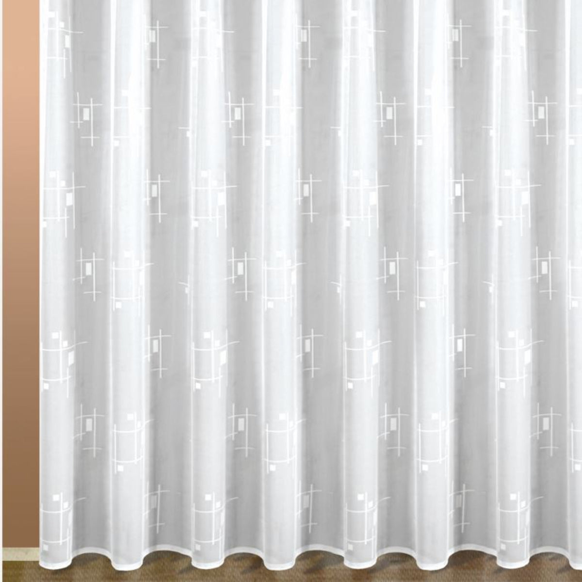 Fensterstore Jacquard weiß von Albani mit Gardinenband zur einfachen Montage - moderne Gardine für alle Wohnräume und Büros