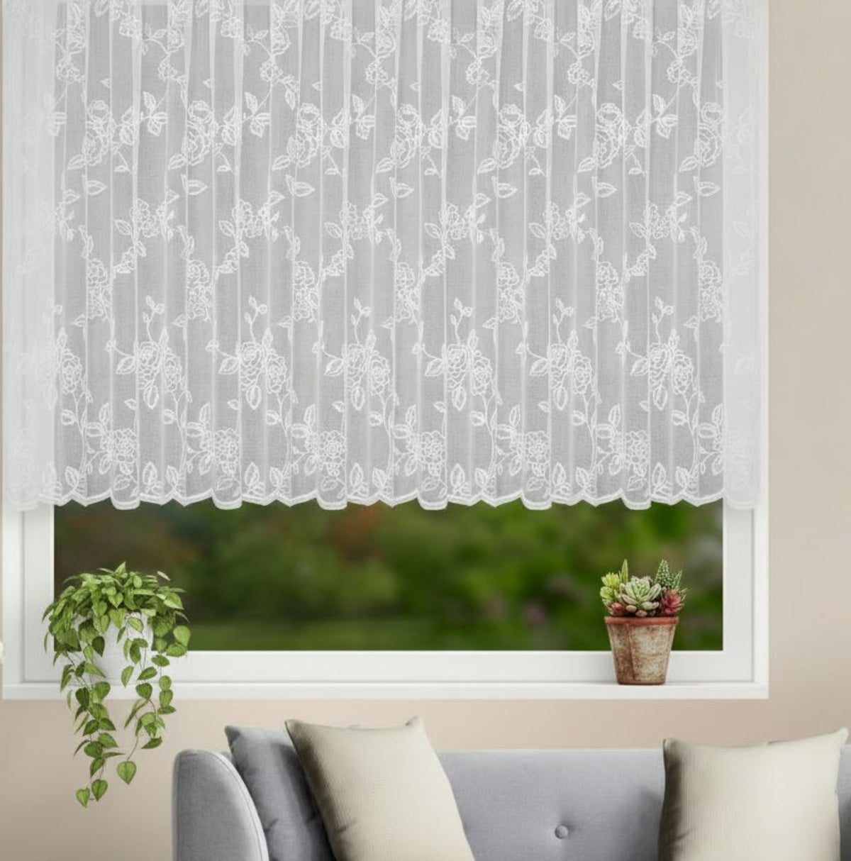 Jacquard Fertigstore Blume weiß von Albani
