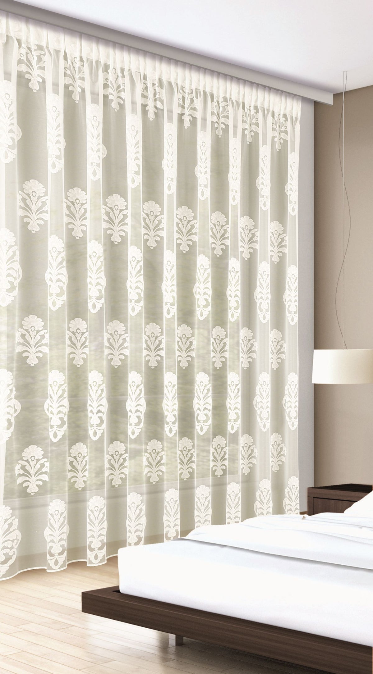 Fertigstore Jacquard beige 300x300cm  - Vorhang mit verdeckten Schlaufen und Gardinenband