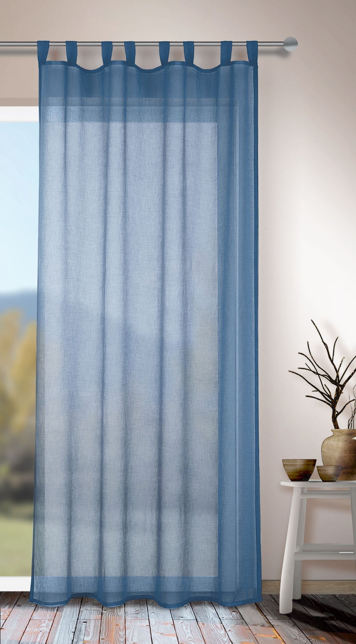 Schlaufenschal blau von Albani - Vorhang mit Schlaufen und Gardinenband
