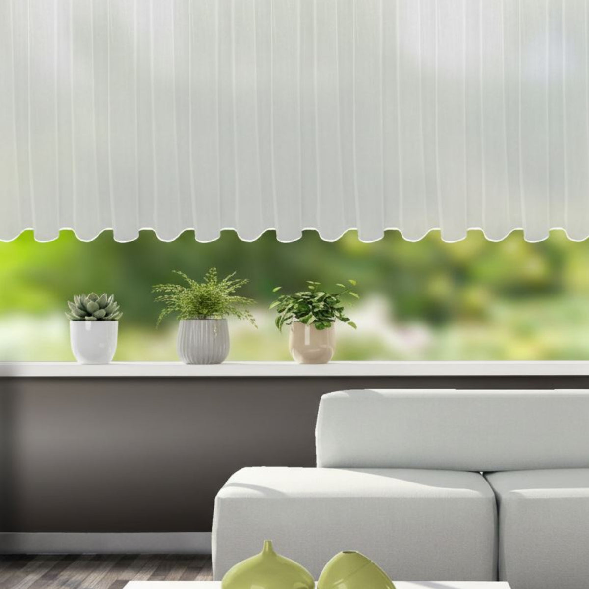 Fensterstore Feinstruktur weiß von Albani - Vorhang mit Gardinenband