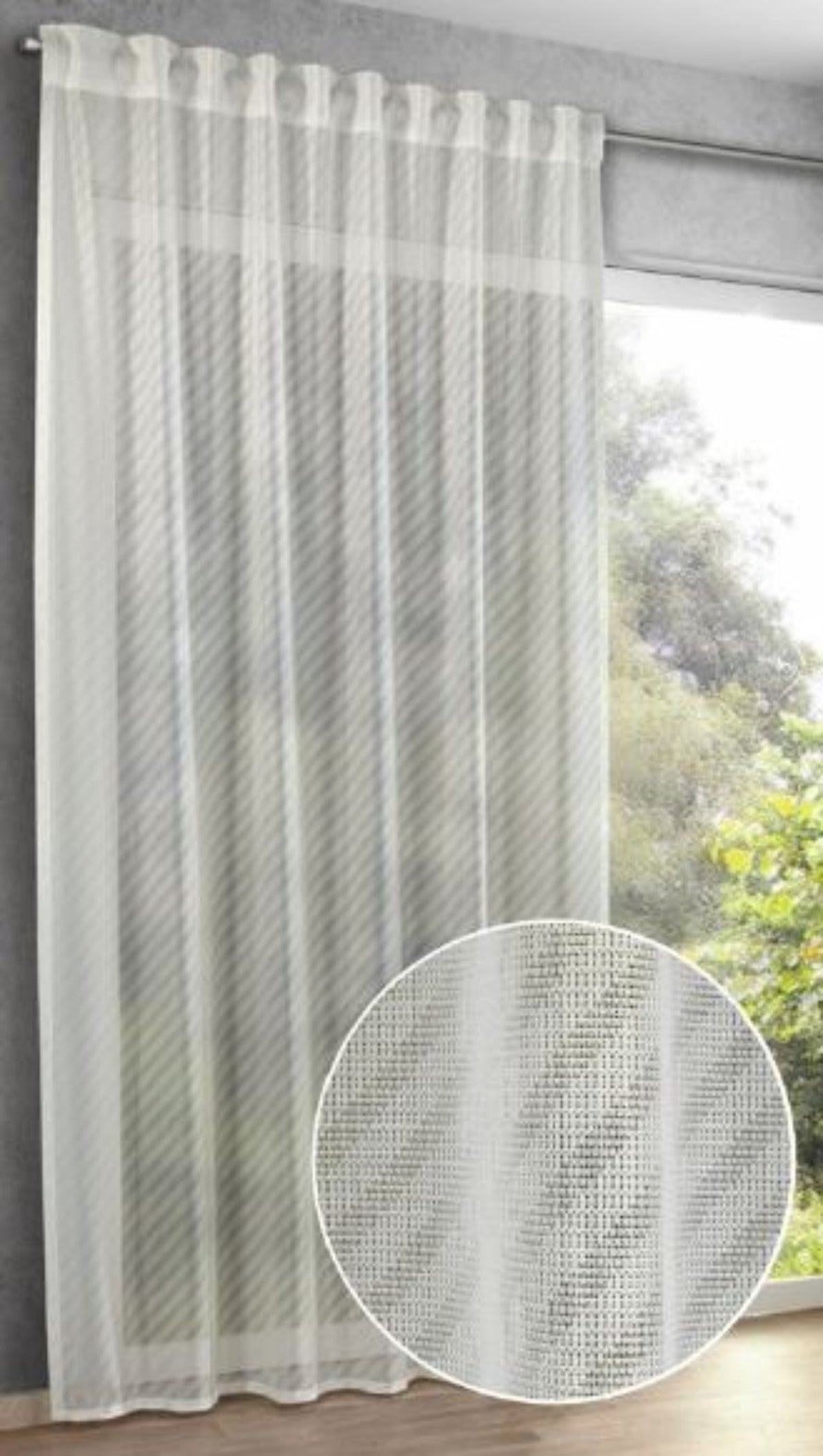 Fertigschal Jacquard weiß von Albani - Vorhang mit verdeckten Schlaufen