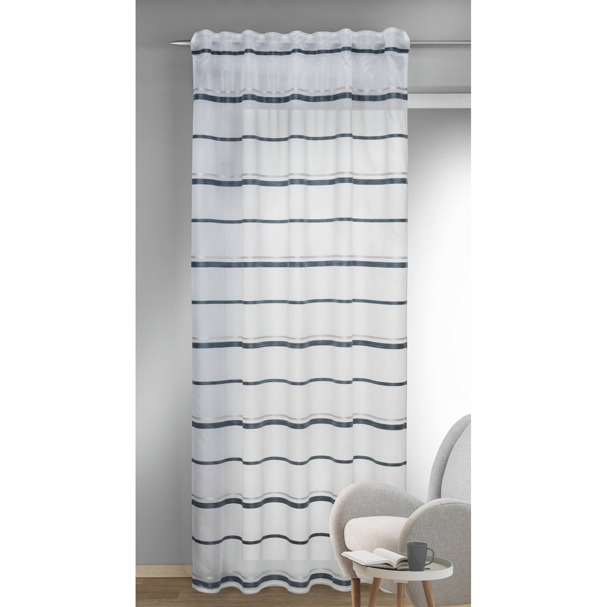 Fertigschal Amira blau von Albani - Vorhang mit verdeckten Schlaufen