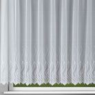 Fensterstore Jacquard weiß mit Wellenmuster von Albani - Gardine mit Faltenband