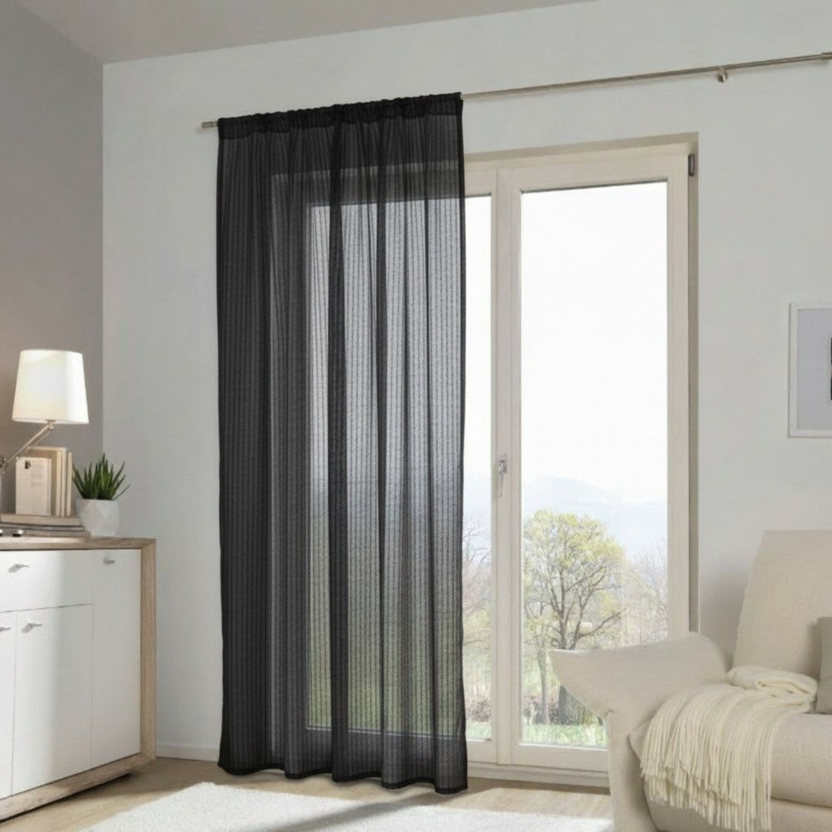 Fertigschal Stripe schwarz von Albani - Vorhang mit verdeckten Schlaufen