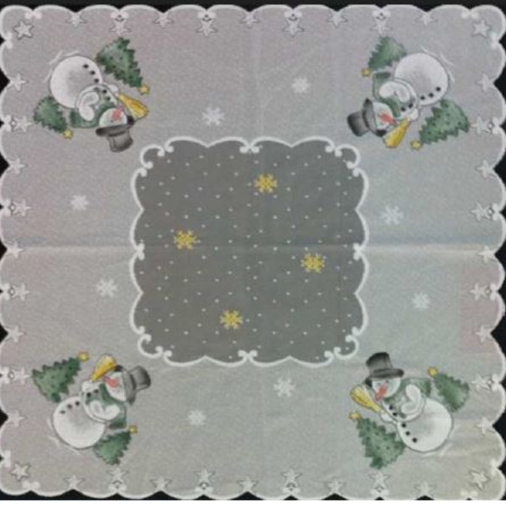 Tischdecke Jacquard Schneemann 80x80 cm