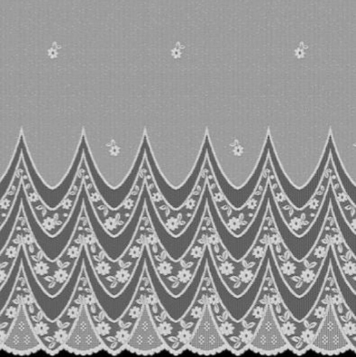 Detailansicht Jacquard Langstore weiß von Albani - Fertigstore mit Gardinenband