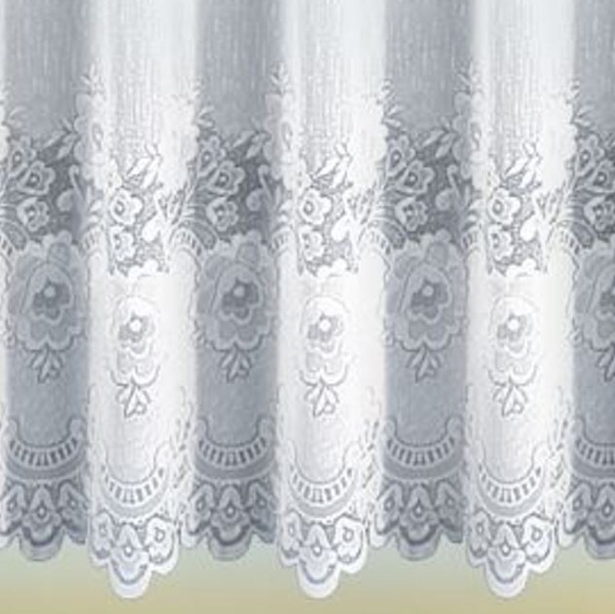 Nahaufnahme Fertigstore Jacquard weiß von Albani - Gardine mit Kräuselband