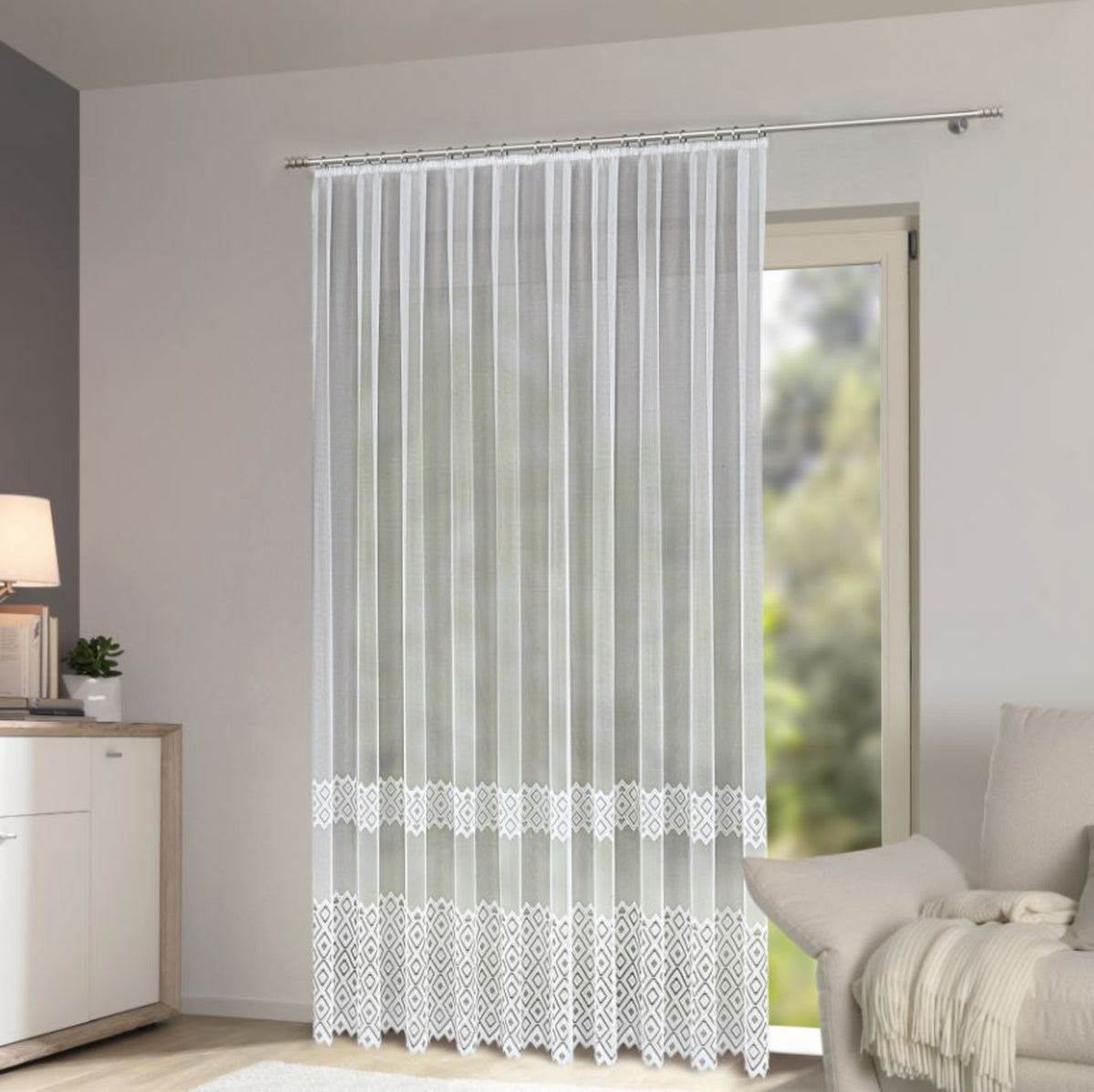 Fensterstore Ella weiß von Albani - Gardine für Balkontüren und Terassentüren