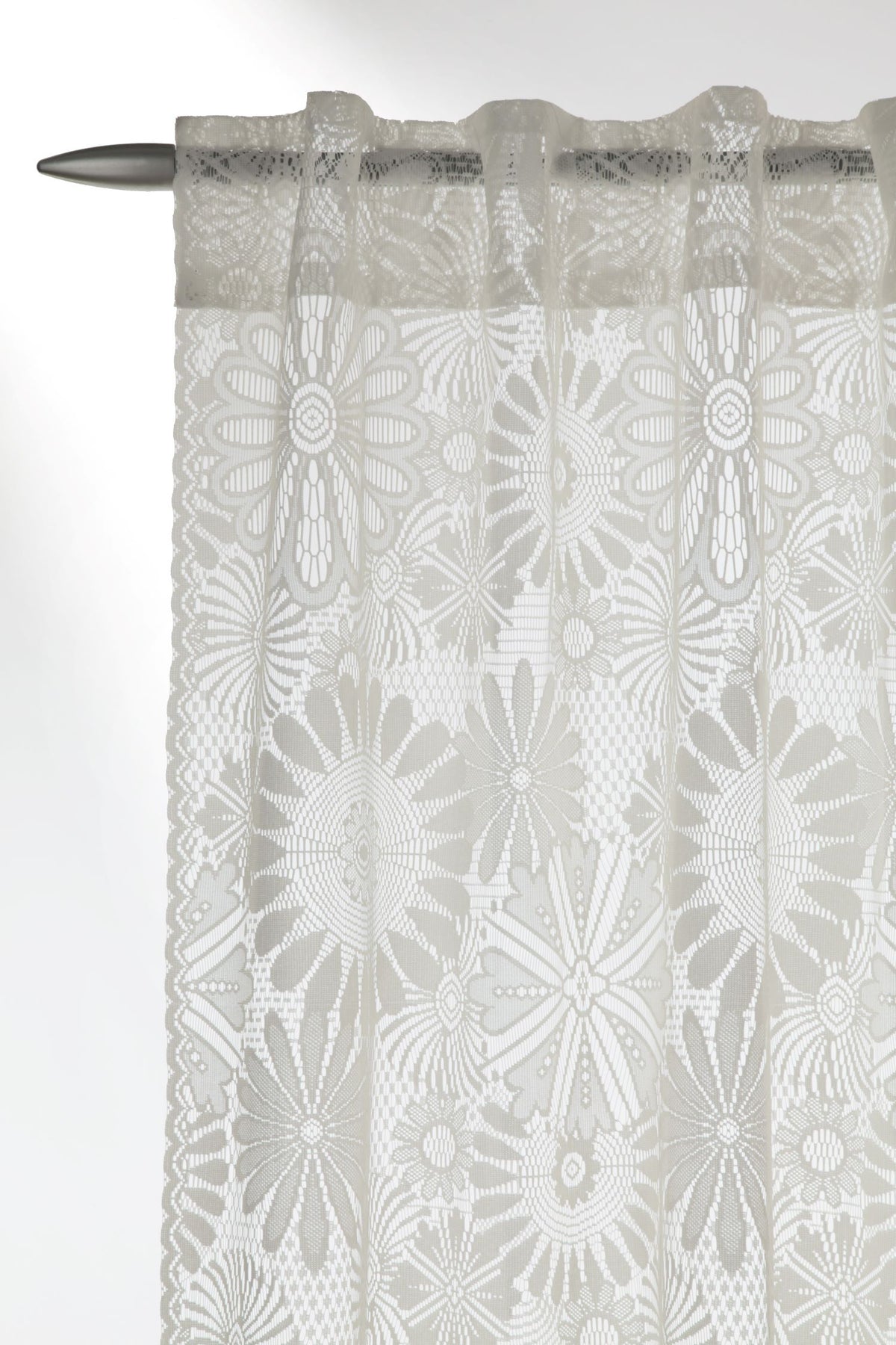 Detailansicht Fertigschal "Isan" beige von Albani - Vorhang mit verdeckten Schlaufen und Gardinenband