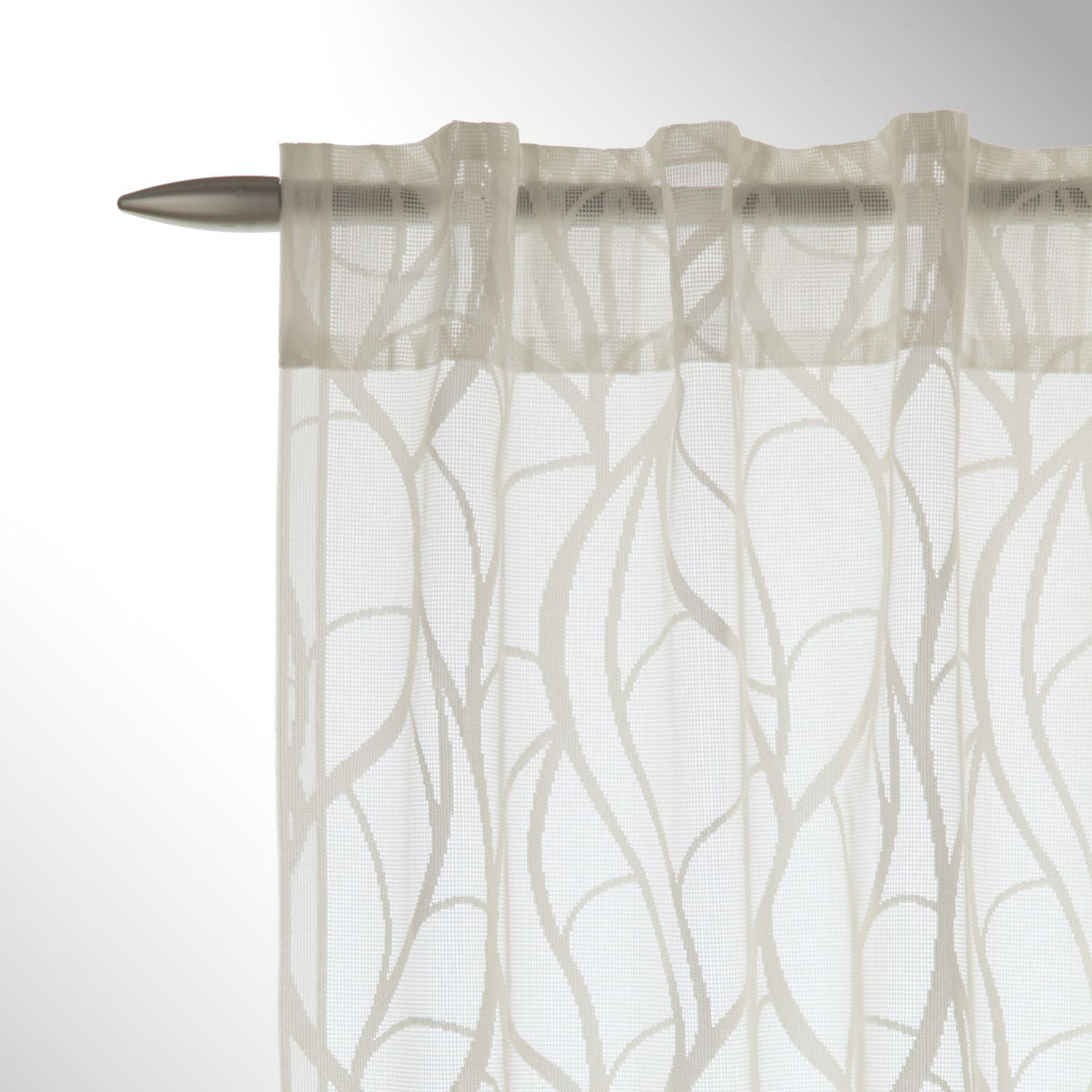Detailansicht Fertigschal "Berkanan" beige von Albani - Vorhang mit verdeckten Schlaufen und Gardinenband