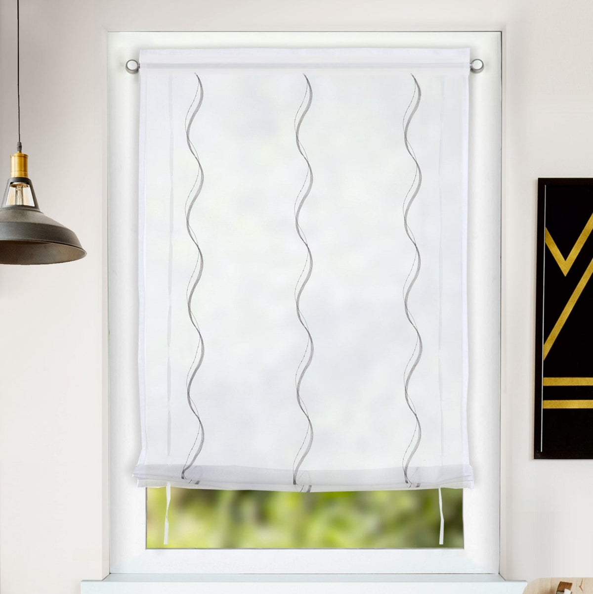 Bändchenrollo Lena grau von Albani - Raffrollo für Küchenfenster
