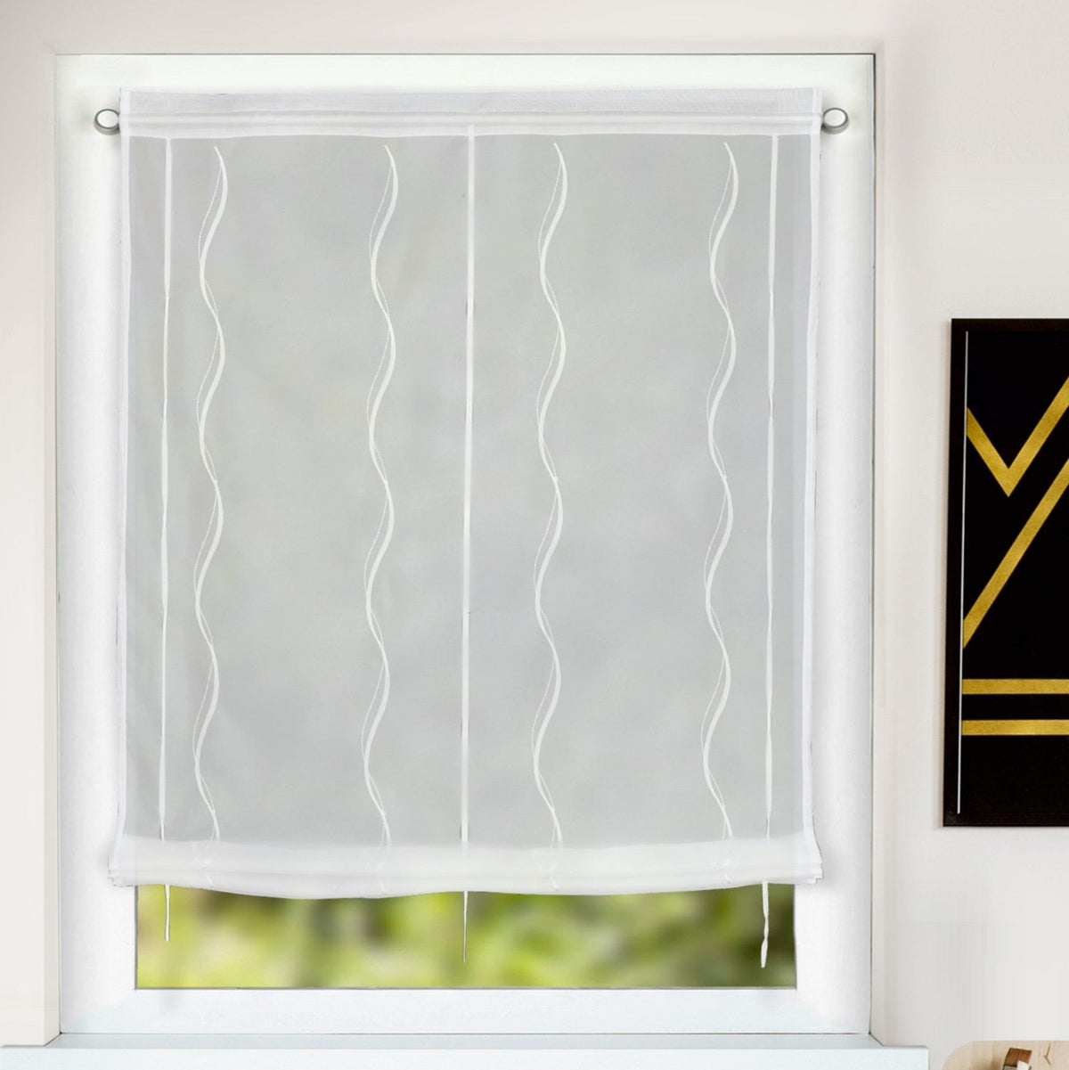 Bändchenrollo Lena weiß von Albani - Raffgardine für kleine Fenster