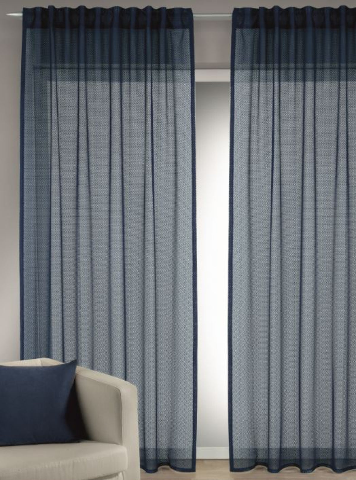 Fertigschal blau von Albani - Dekoschal mit verdeckten Schlaufen und Gardinenband