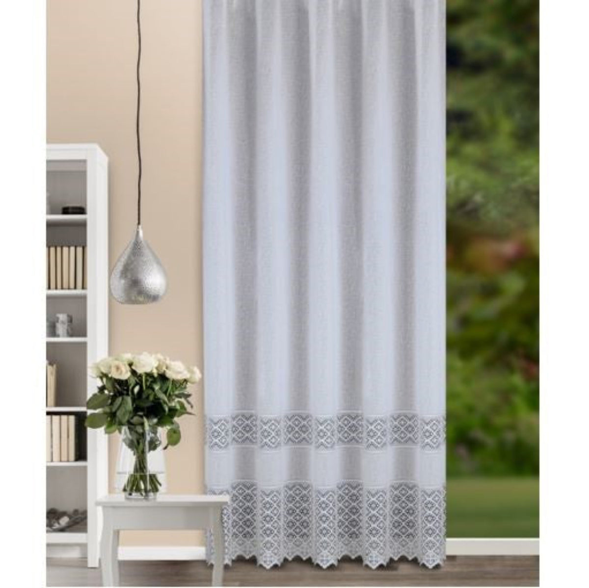 Fensterstore Nela weiß von Albani - mit Gardinenband, moderne Gardine für Wohnräume