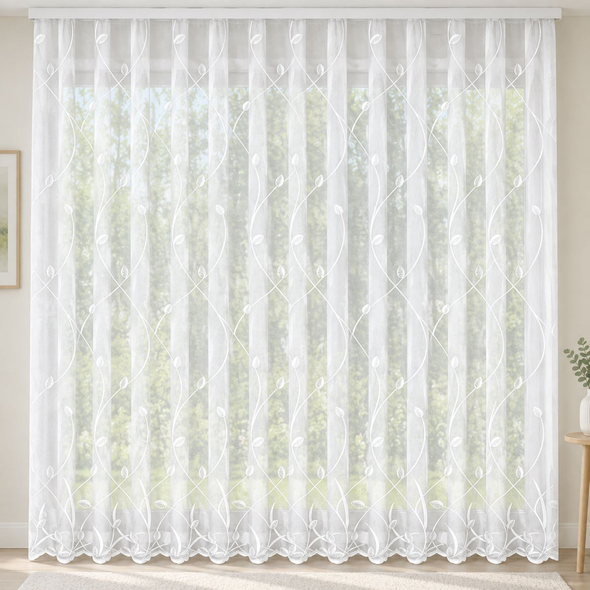 Fensterstore Jacquard weiß mit Faltenband von Albani