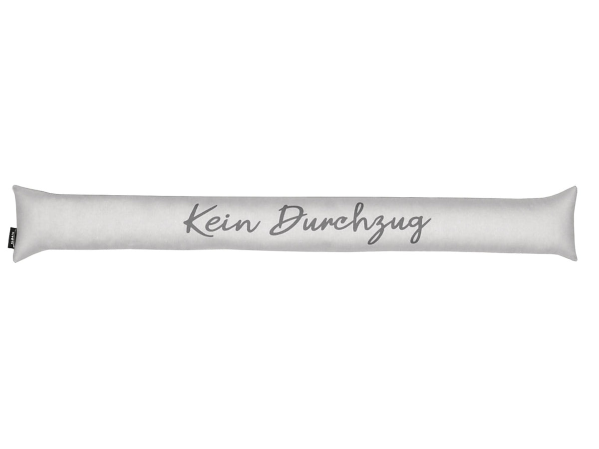 Zugluftstopper grau 10x90 cm von Albani mit Aufdruck "Kein Durchzug"