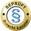 Prüfsiegel von der IT-Recht Kanzlei und Trusted Shops