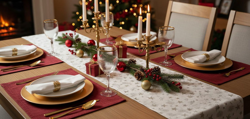 Tischläufer Merry Christma mit Sternen von Albani